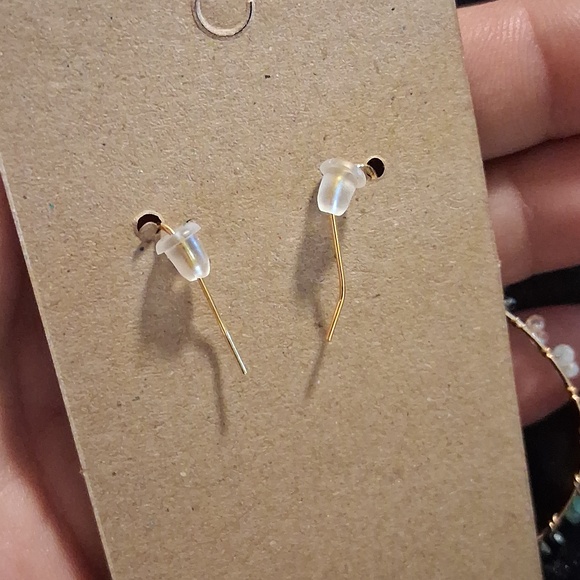 Gold and Multicolor Beaded Teardrop Earrings - Picture 5 of 6